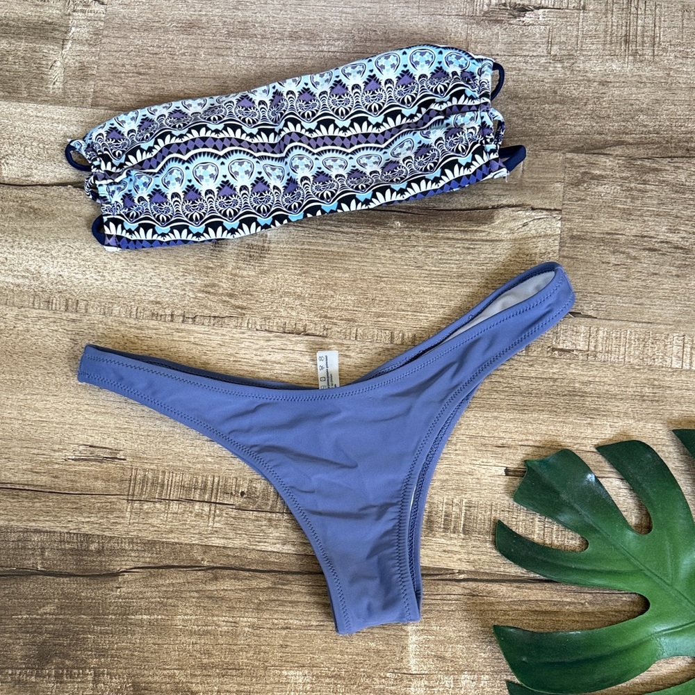 Zaful Blue and Patterned Women's Bikini Set Lg